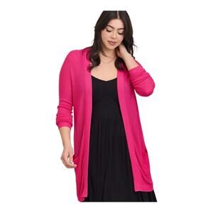 Torrid Hot Pink Open Long Tunic Cardigan Size XXXL 3X 80s Vibe
